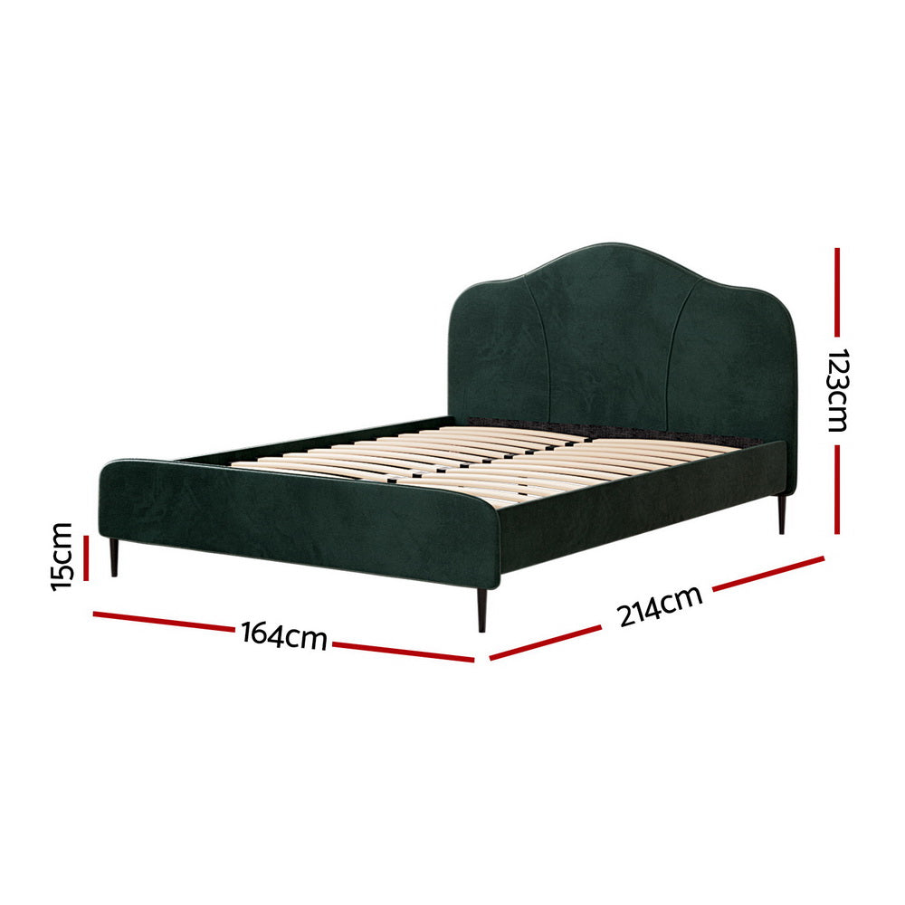 Olan Velvet Bed Frame – Green – Queen