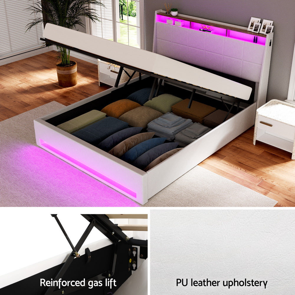 Bishop Leather Bed Head – White – Double