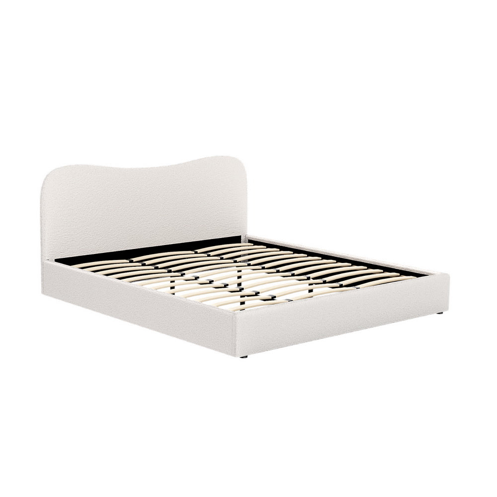 Alba Bouclé Upholstered Bed Frame – Beige – King