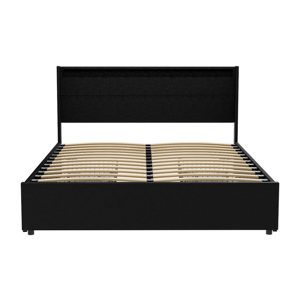 Dunn LED Storage Queen Bed Frame – Black – Queen