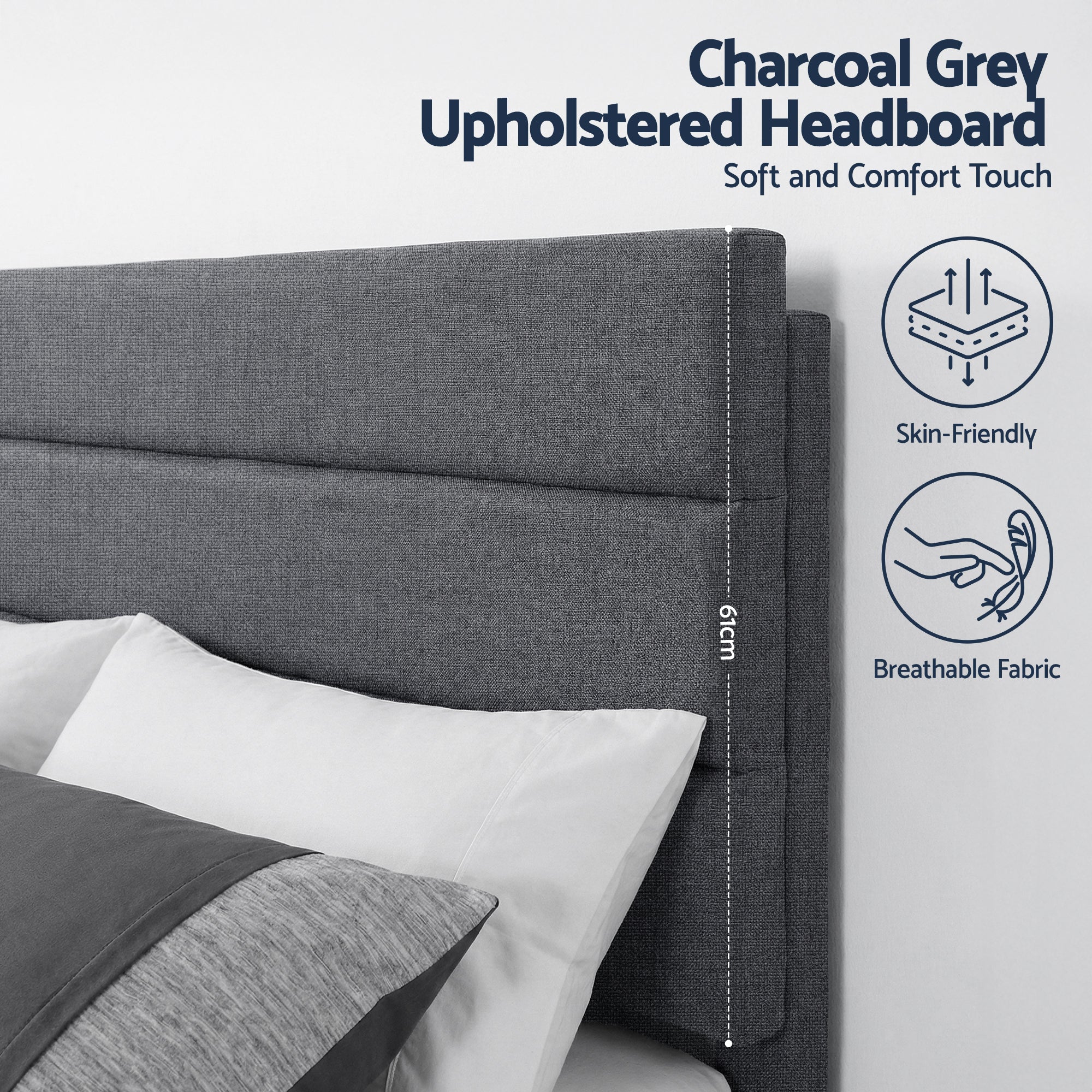 Hush Platform Bed Frame – Charcoal – Queen