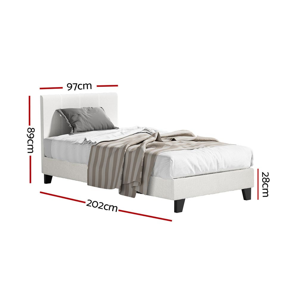 Neo Bouclé Bed Frame – Beige – Single