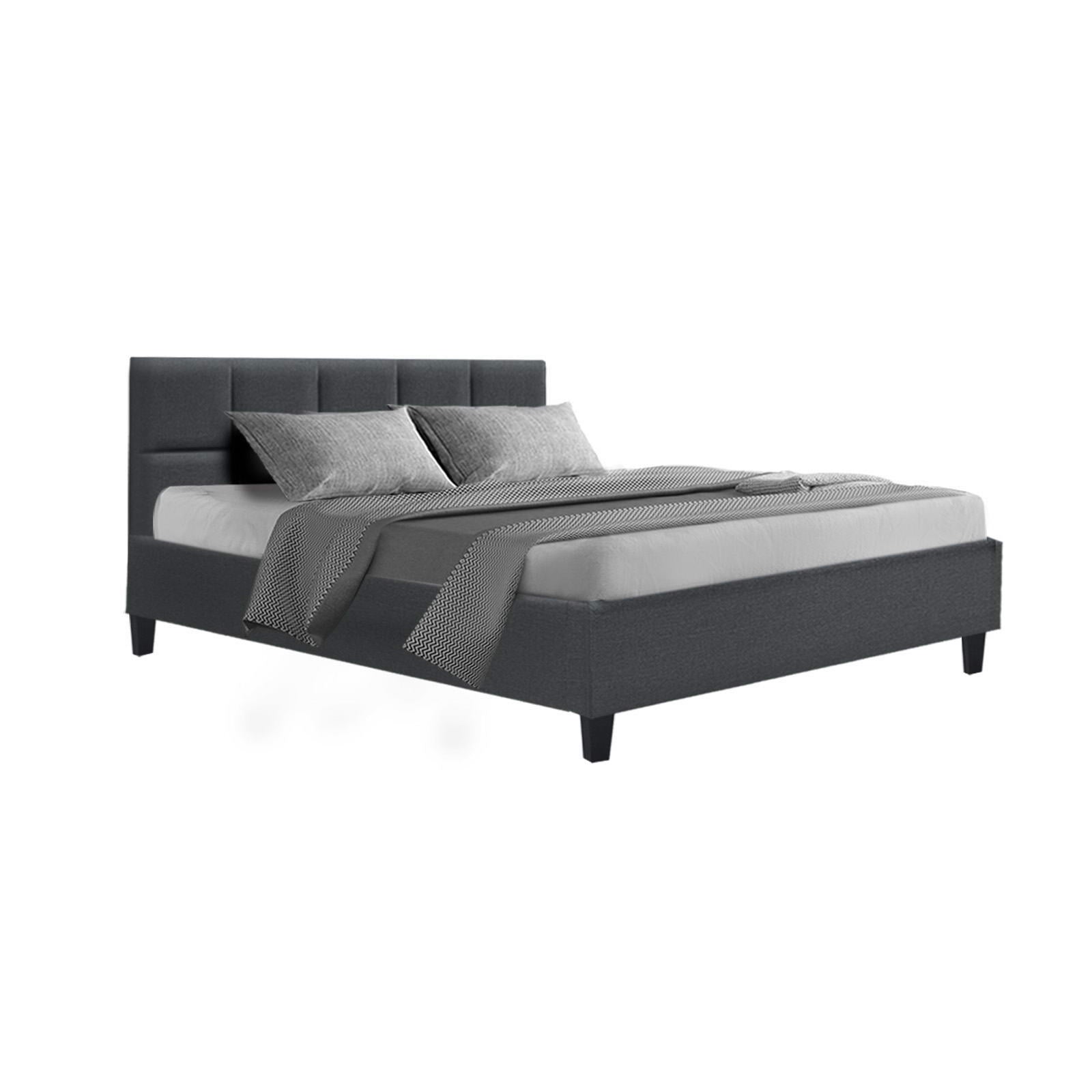 Tivara Linen Upholstered Bed Frame – Charcoal – Double