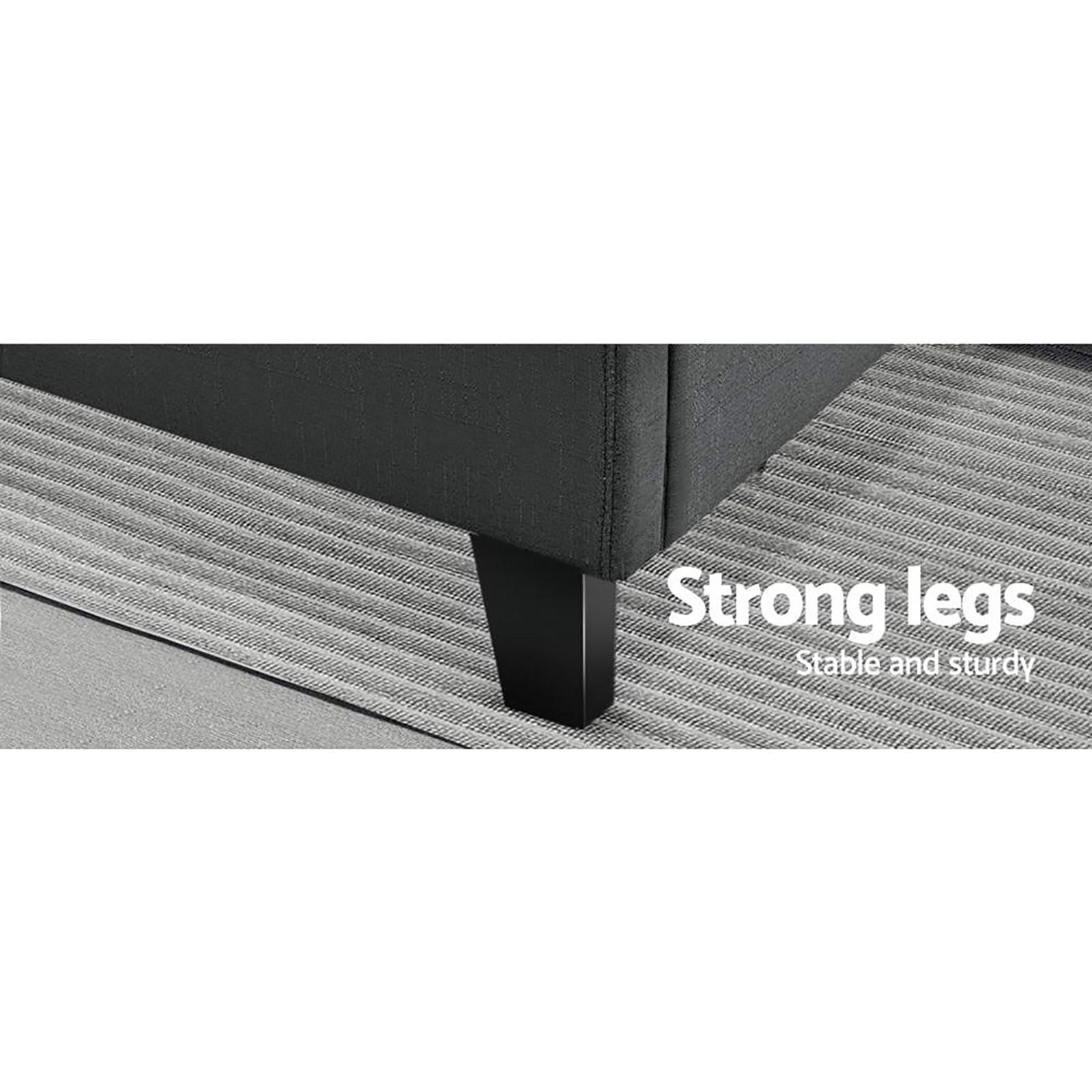 Tivara Linen Upholstered Bed Frame – Charcoal – Double