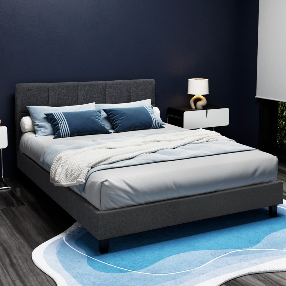 Marston Linen Bed Frame – Charcoal – Queen
