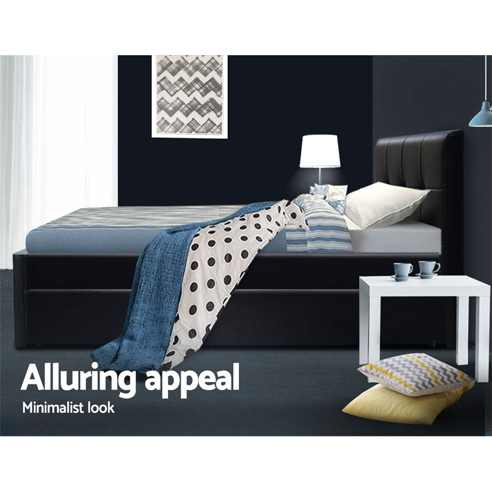 Arden Trundle Bed Frame – Black – King Single