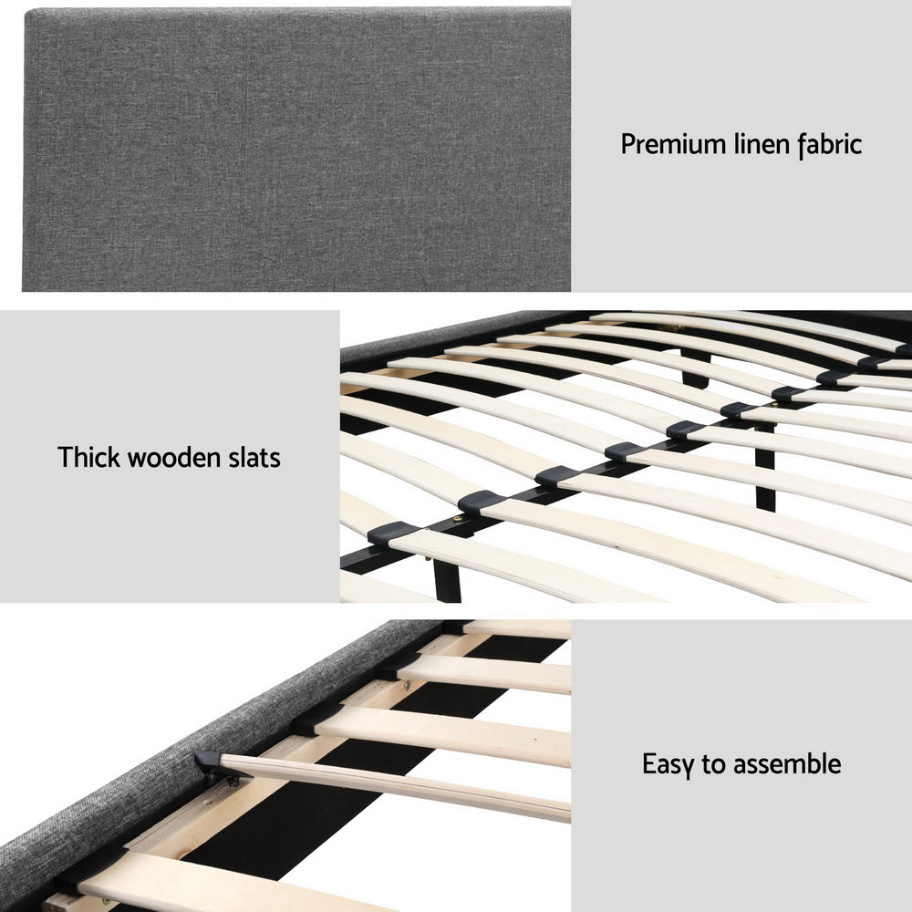 Neo Bed Frame Set with BedStory Hybrid Mattress – Grey – King