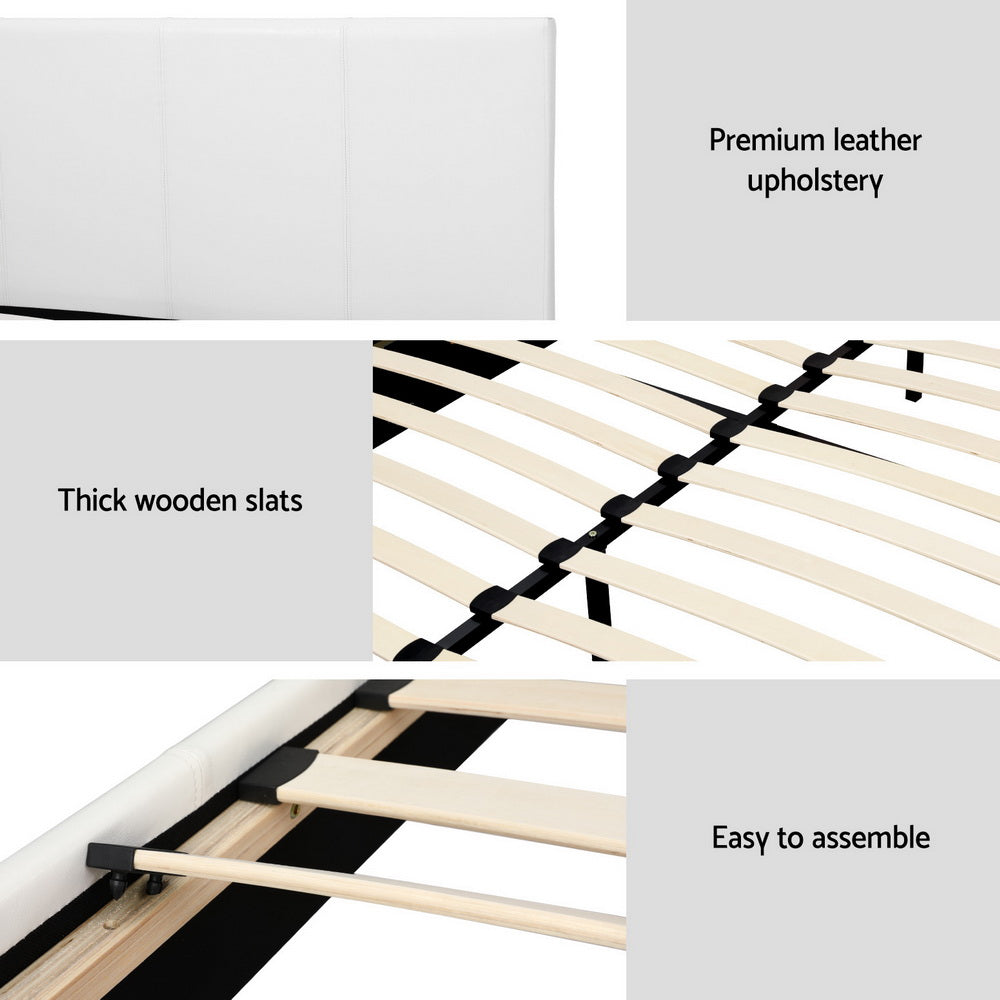 Neo Bed Frame Set with BedStory Hybrid Mattress – White – Queen