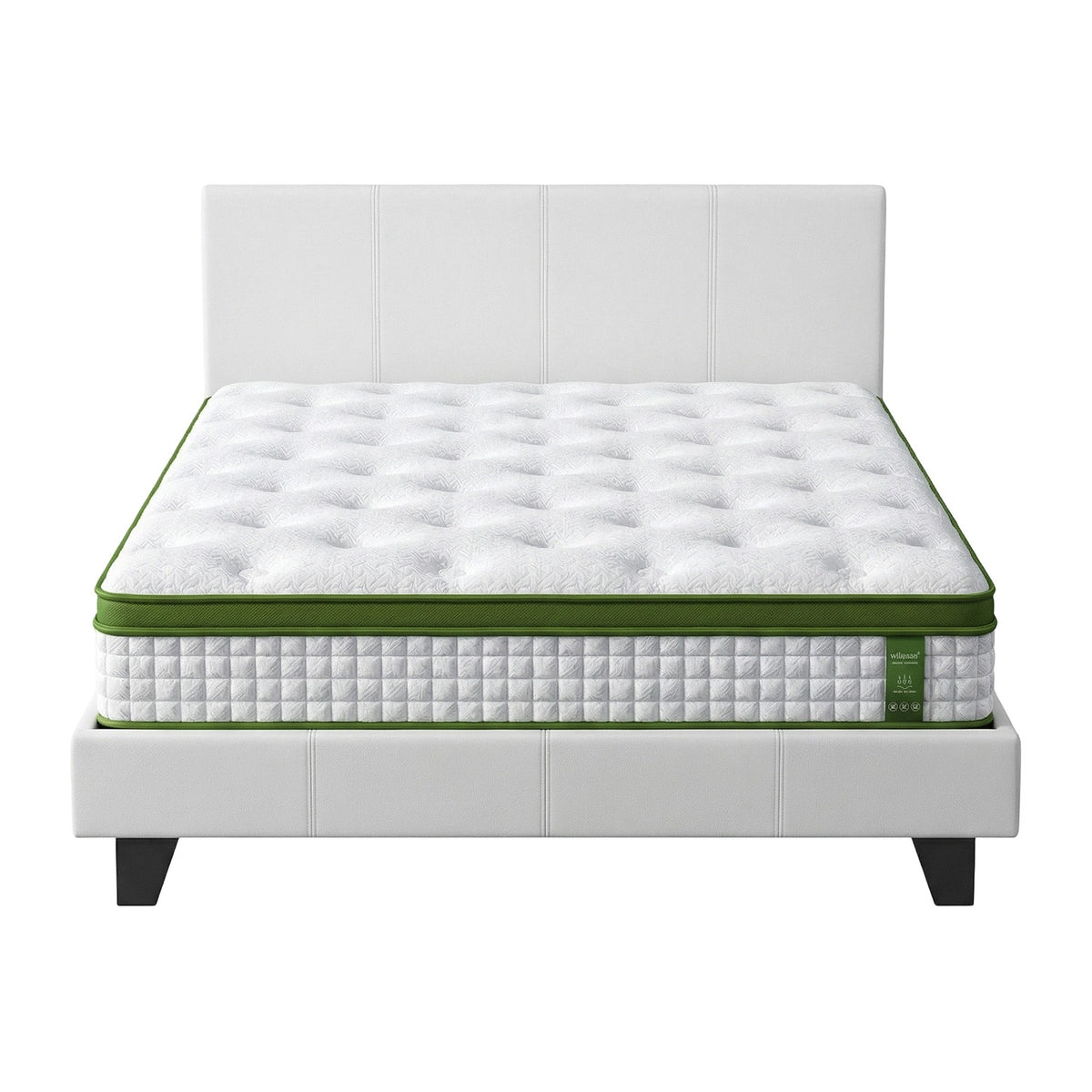 Neo Bed Frame with Hybrid Mattress – White – Double