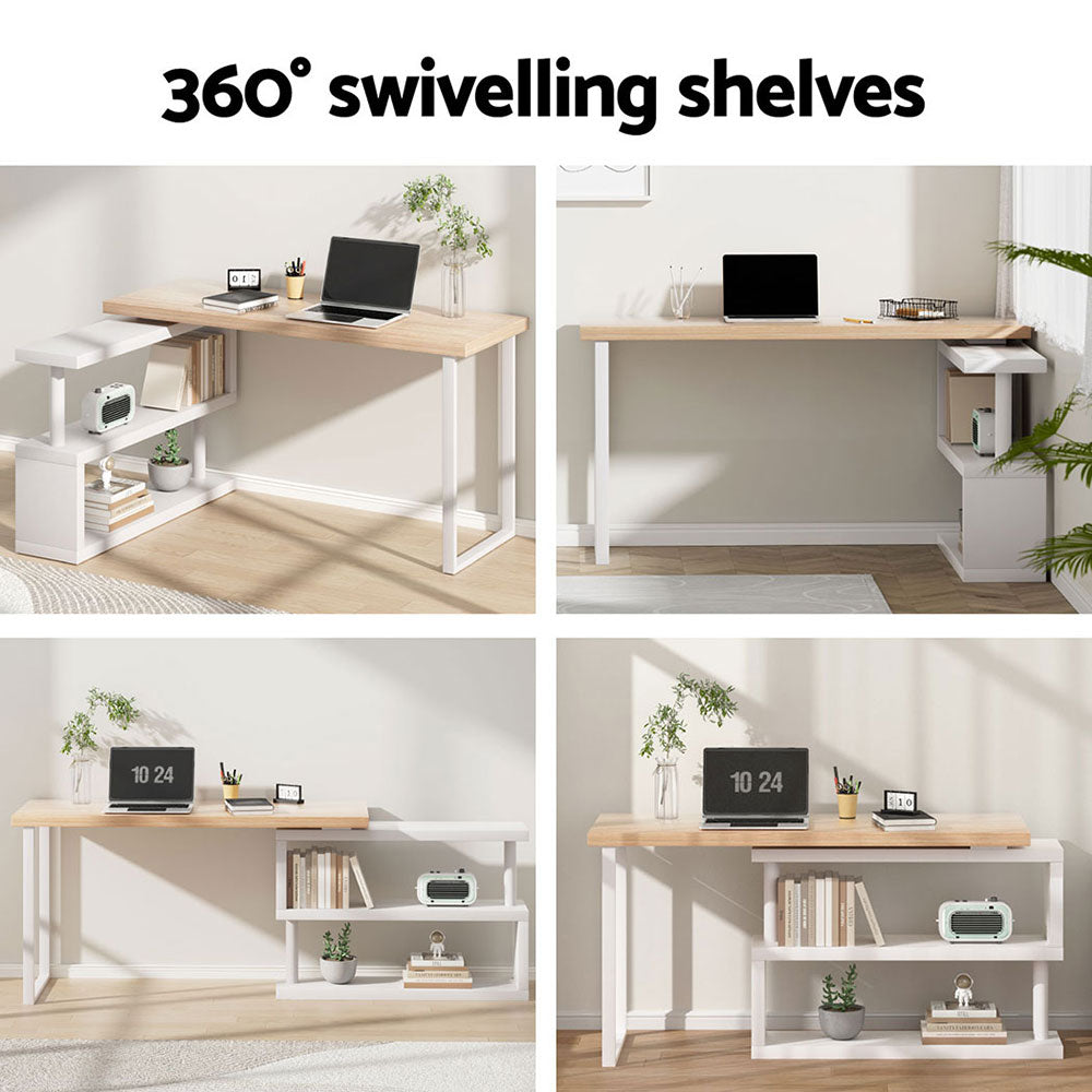 Halston Computer Desk with Bookshelf – Black – 140 cm