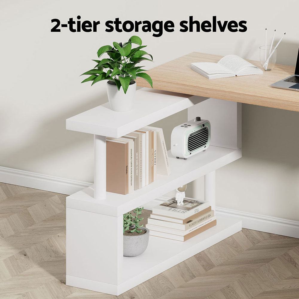Halston Computer Desk with Bookshelf – Black – 140 cm