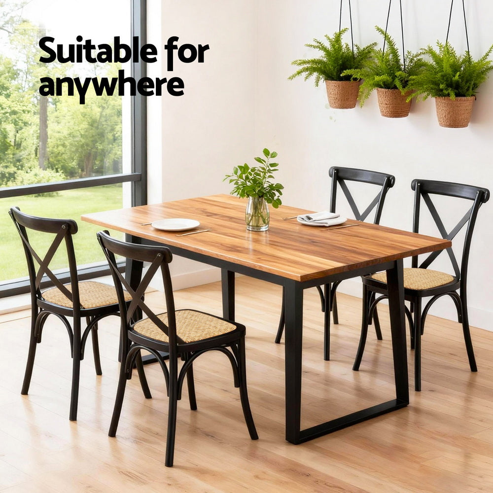 Nara Rattan Dining Chairs – Black – Set of 4