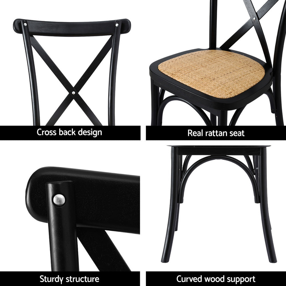 Nara Rattan Dining Chairs – Black – Set of 4