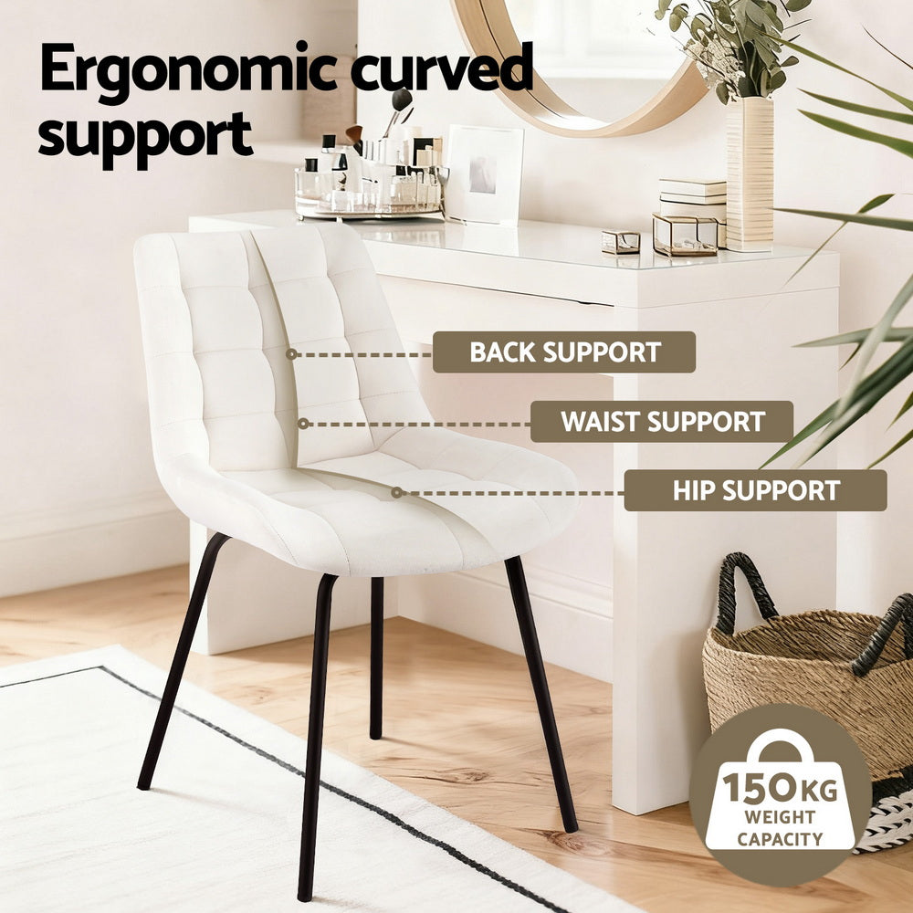 Arlo Tufted Velvet Dining Chairs – Beige – Set of 4