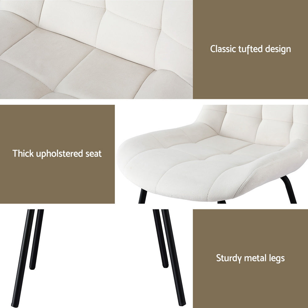Arlo Tufted Velvet Dining Chairs – Beige – Set of 4