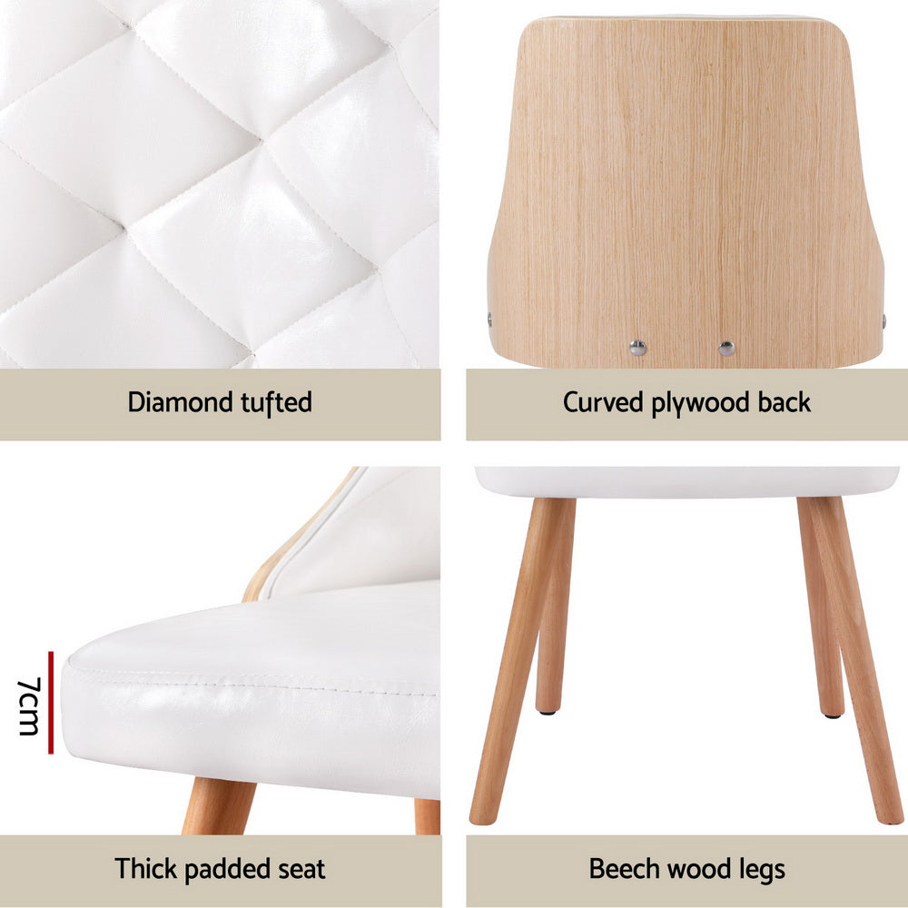 Stella Diamond Tufted Dining Chairs – White – Set of 4