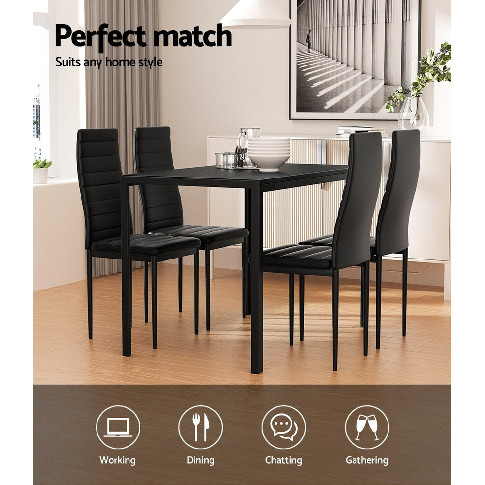 Meridian Dining Set – Black – 4 Seats