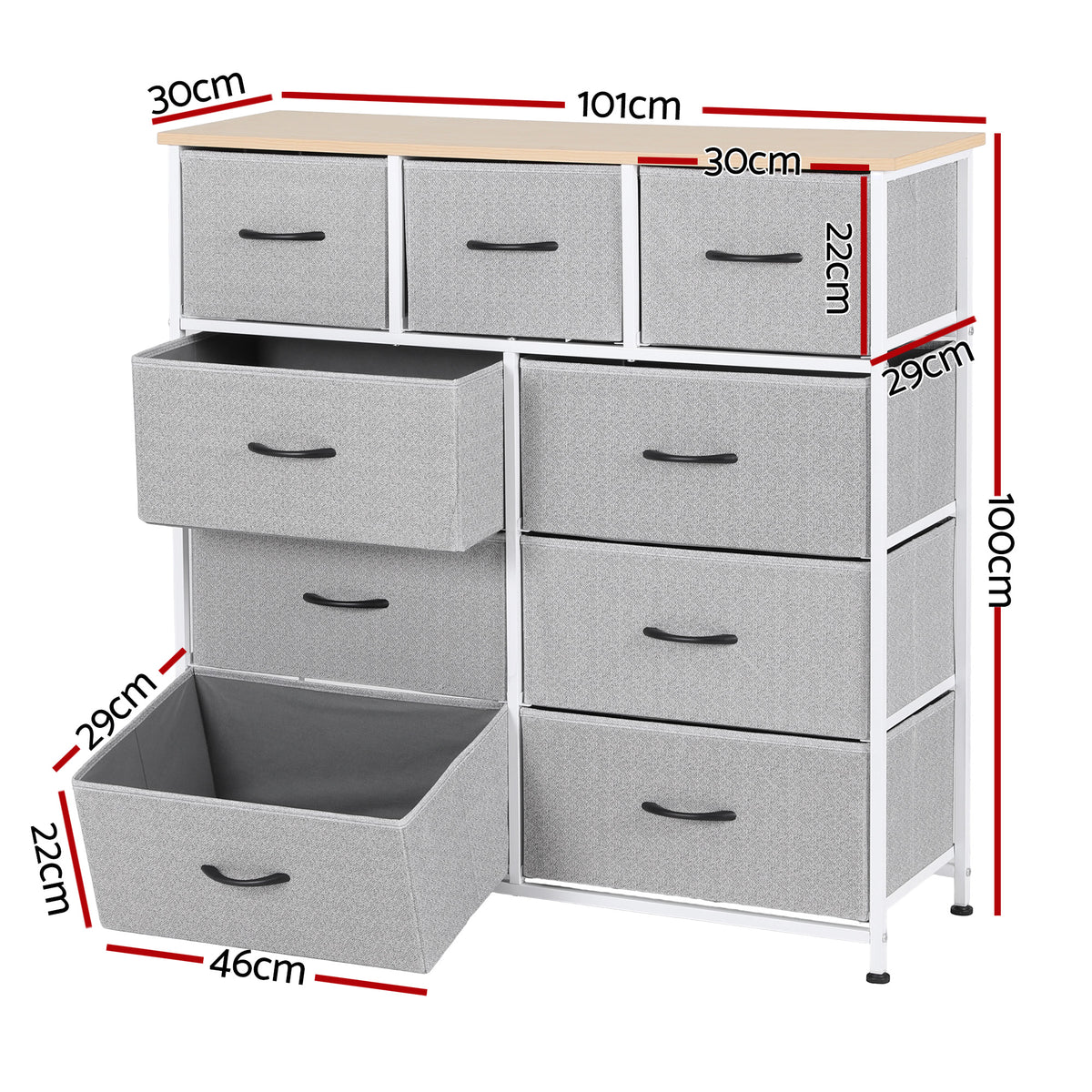 Marston 9-Drawer Storage Chest – Light Grey