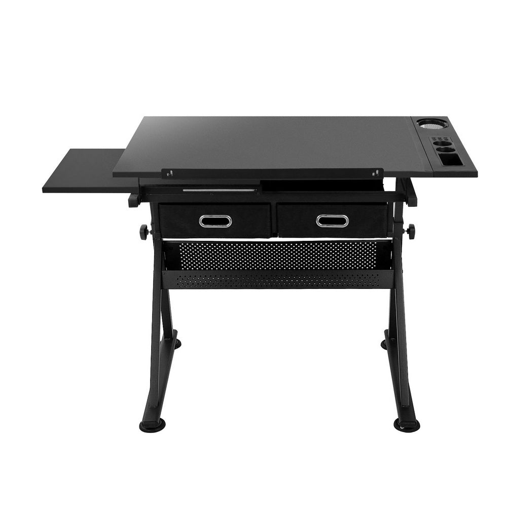 Ashford Drawing Desk with Stool – Black – Standard