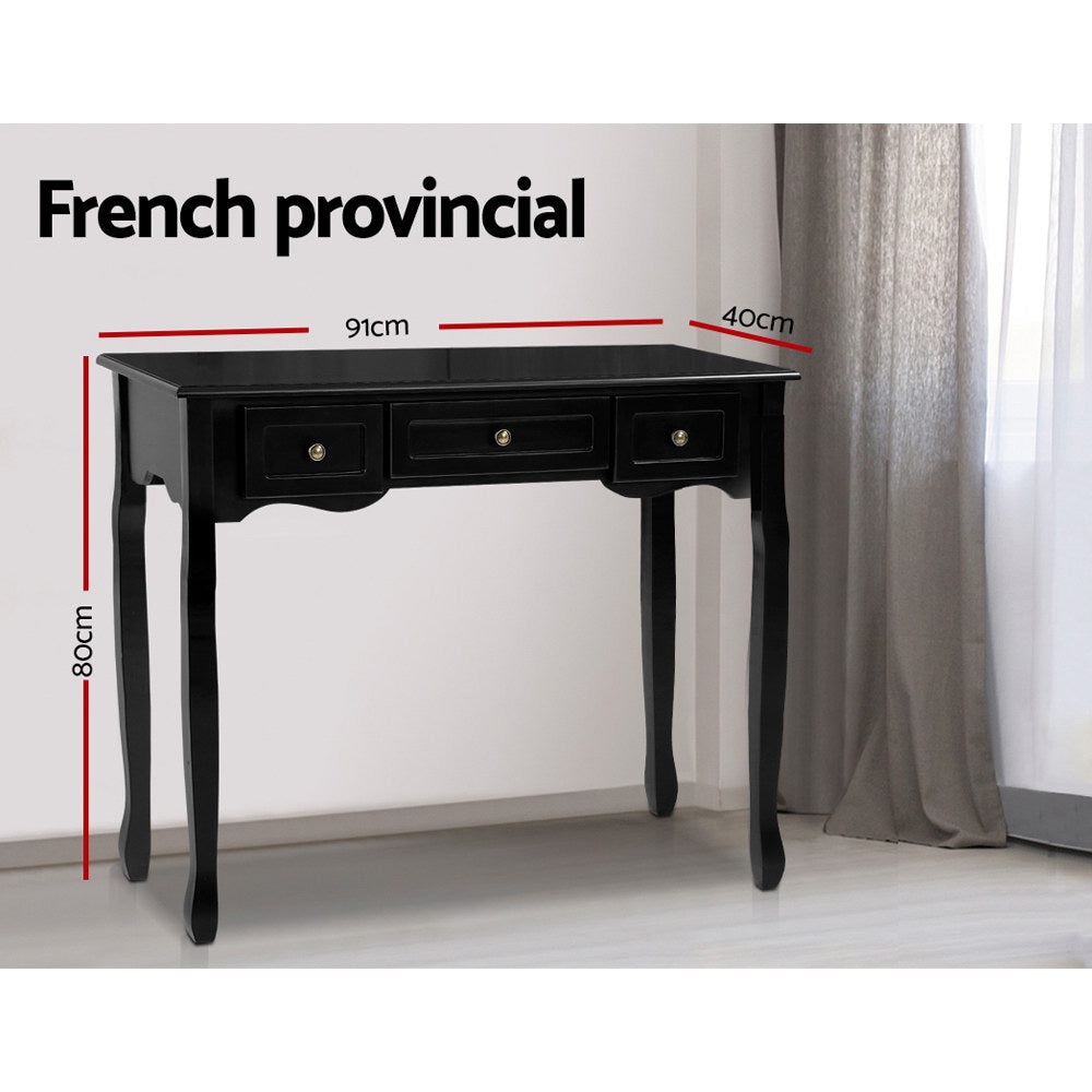Hampton Console Table – Black – 3 Drawers