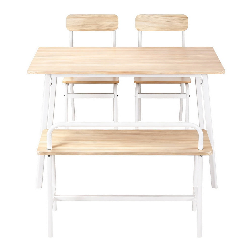 Benson Dining Set – White & Natural – 4 Piece