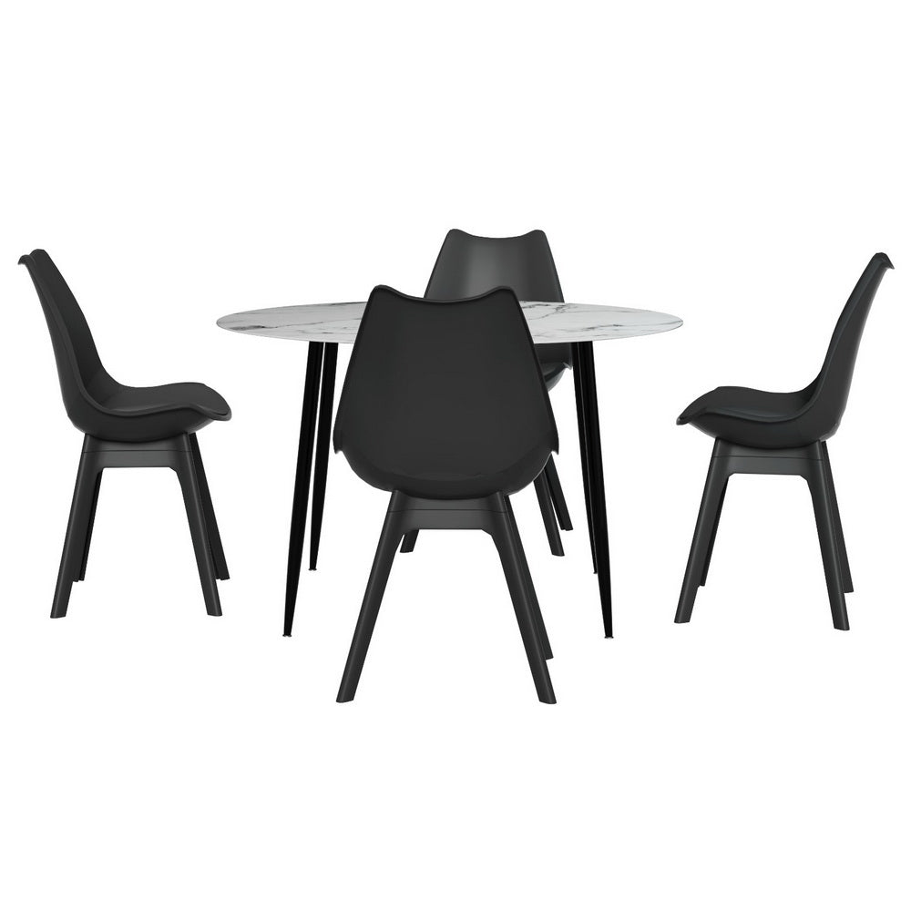 Caspian Dining Table & Chair Set – Black – 5 Piece