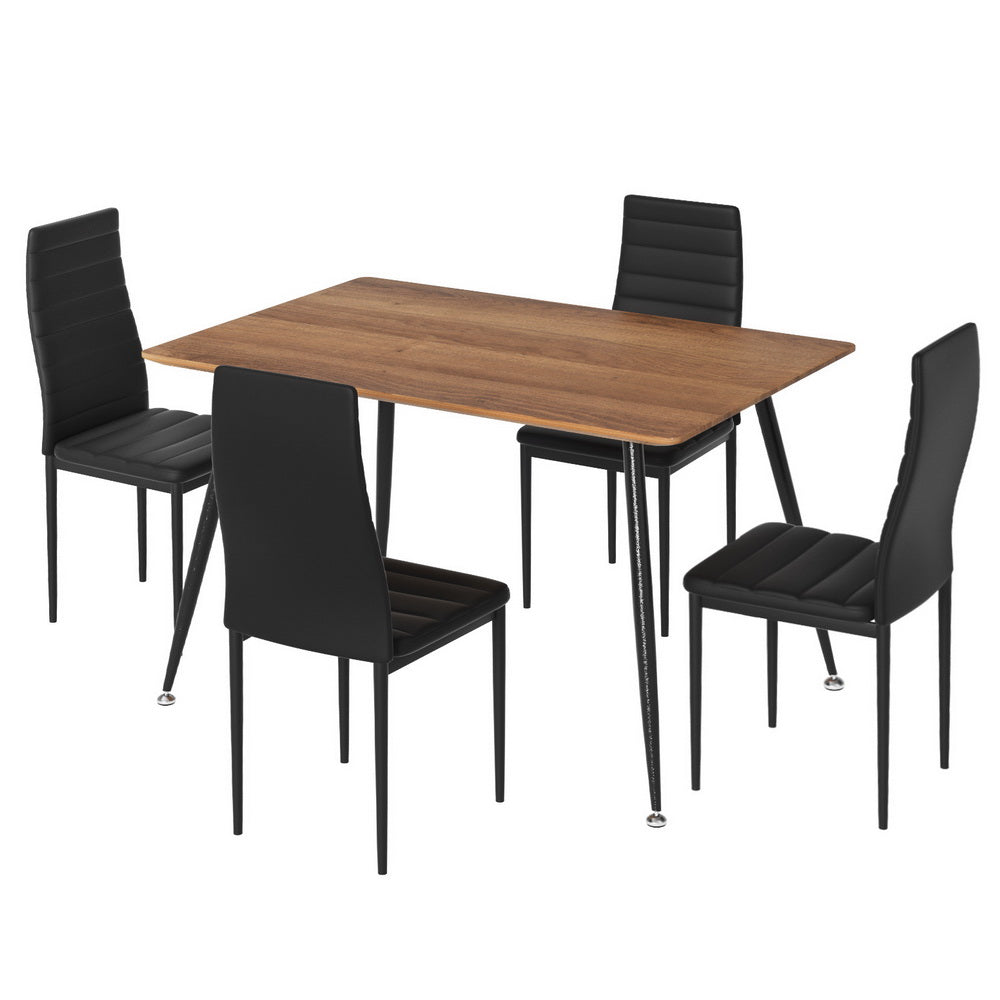 Linden 1 Dining Table and 4 Chairs Set Rectangle Metal