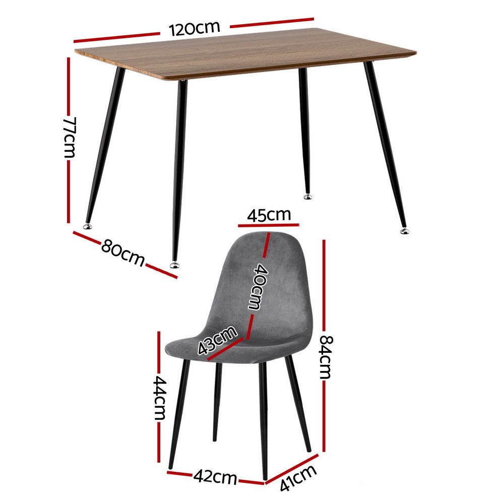 Arlo Dining Table & Chair Set – Grey – 5 Piece