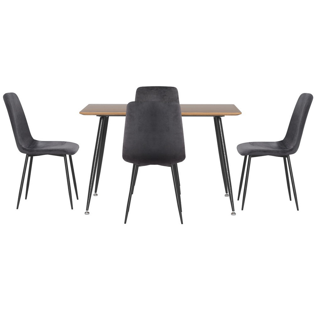Serano Dining Table and 4 Velvet Chairs – Grey