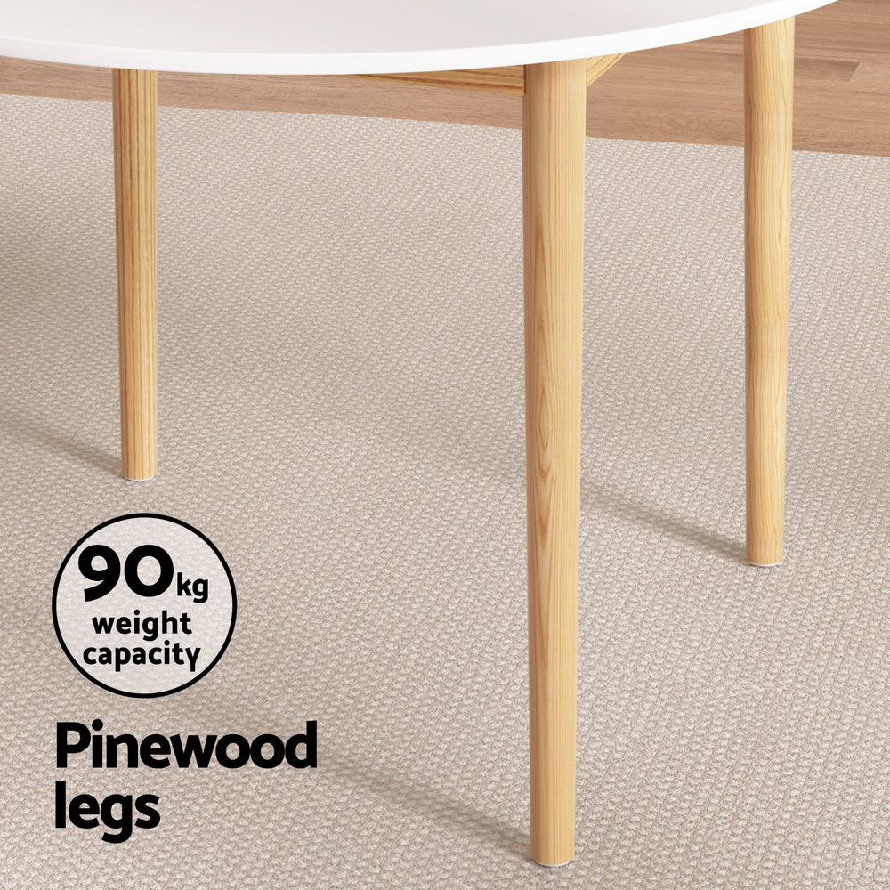 Calvero Dining Set – White Table with Wood Chairs – 5 Piece