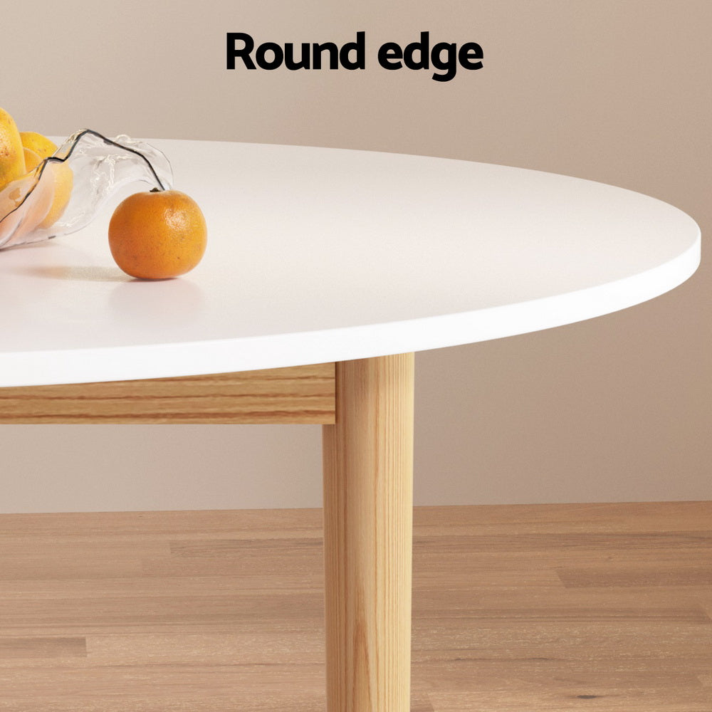 Rowan Dining Table and Wishbone Chair Set – Natural & White – 5 Piece