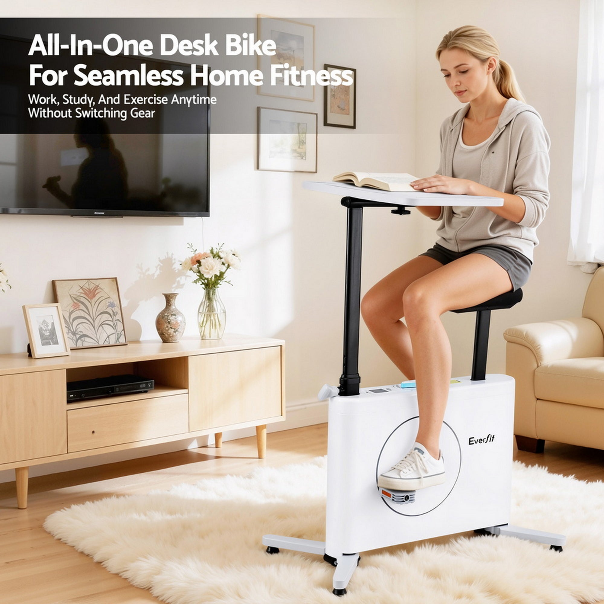 Fusion Exercise Desk Bike – White