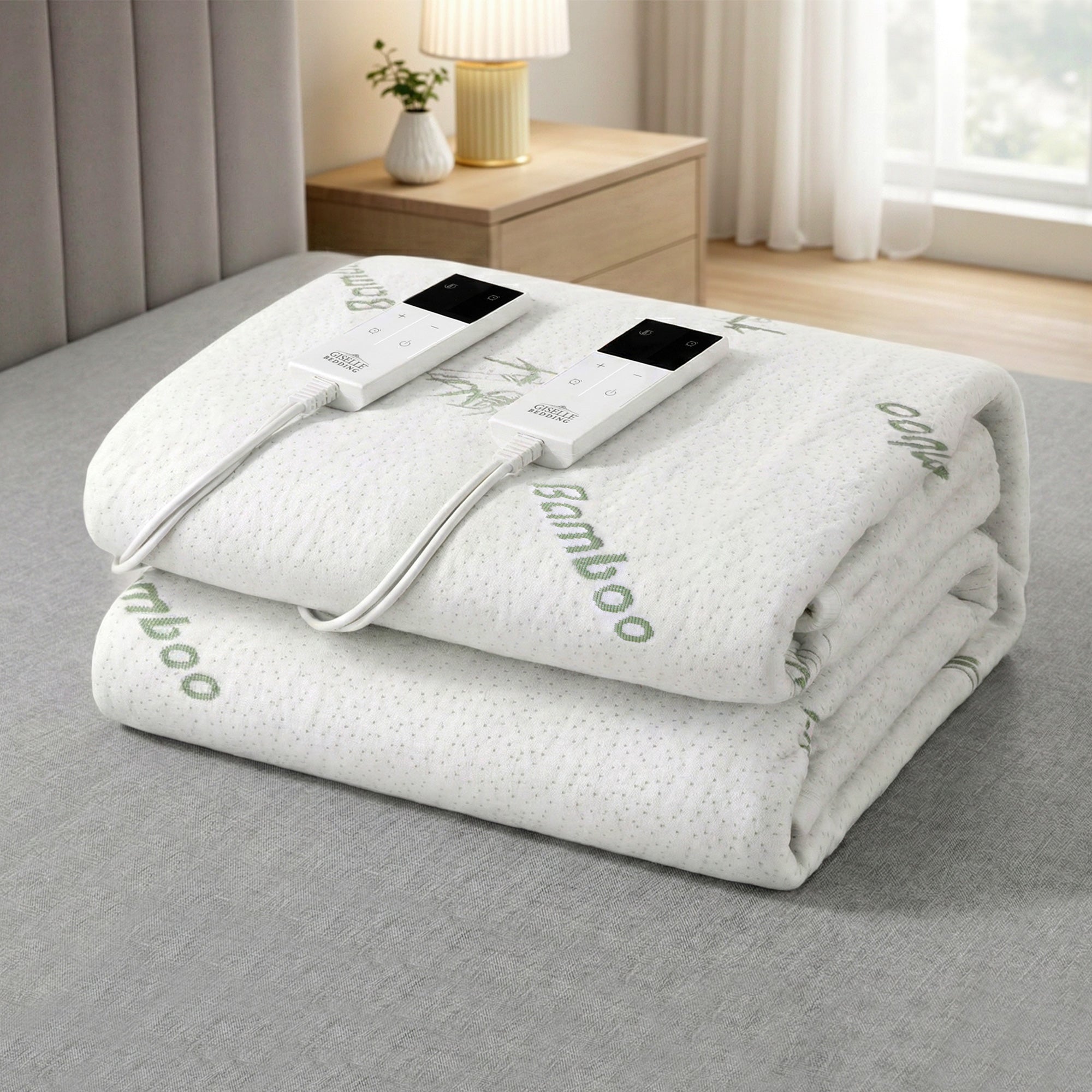 Giselle Electric Blanket Bamboo Fabric Fitted Heated Pad Underlay Washable Winter – Double