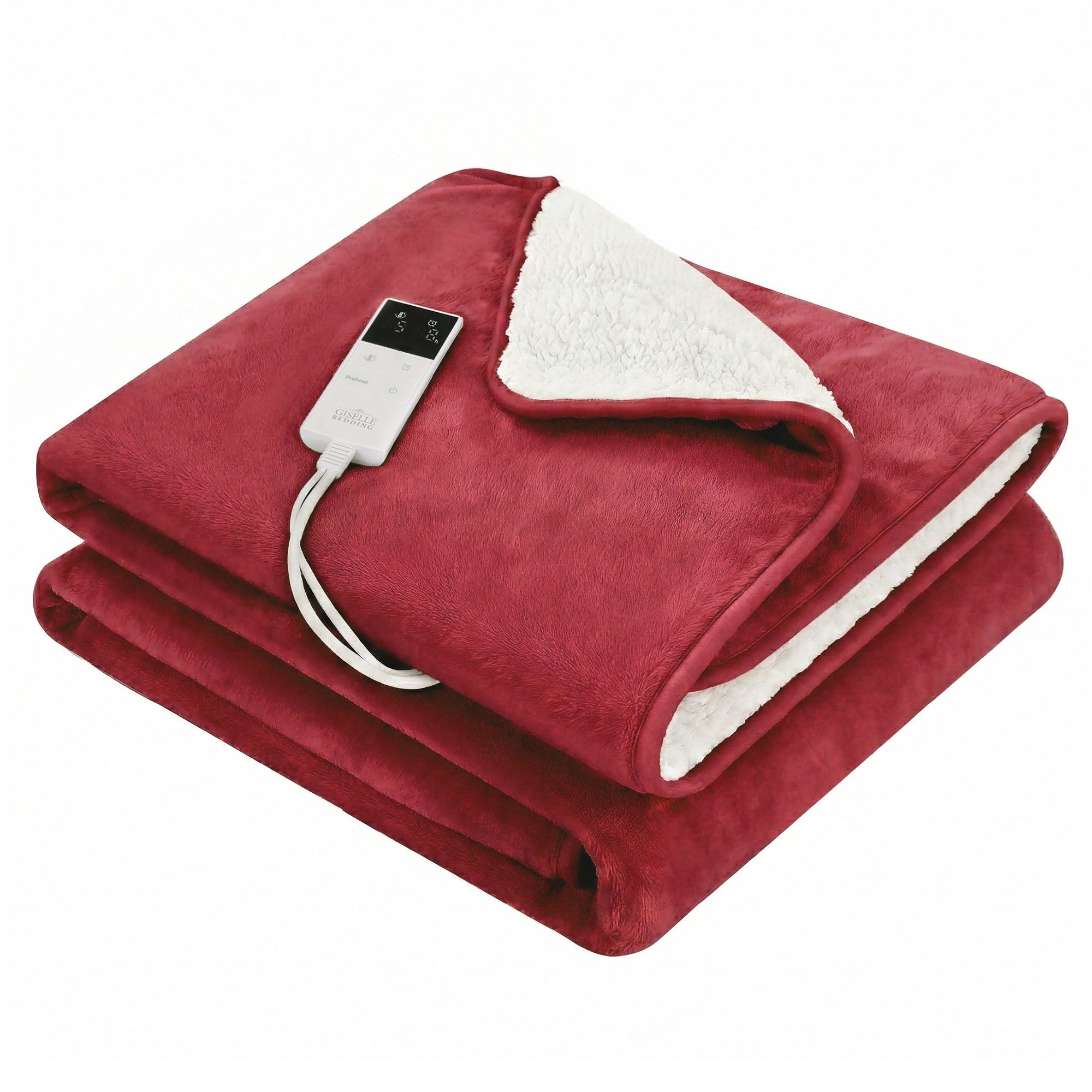 Kairo Electric Throw Rug – Burgundy – Double