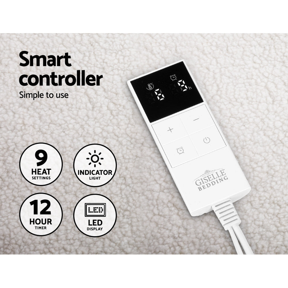 Atlas Electric Blanket Fleece – White – Single
