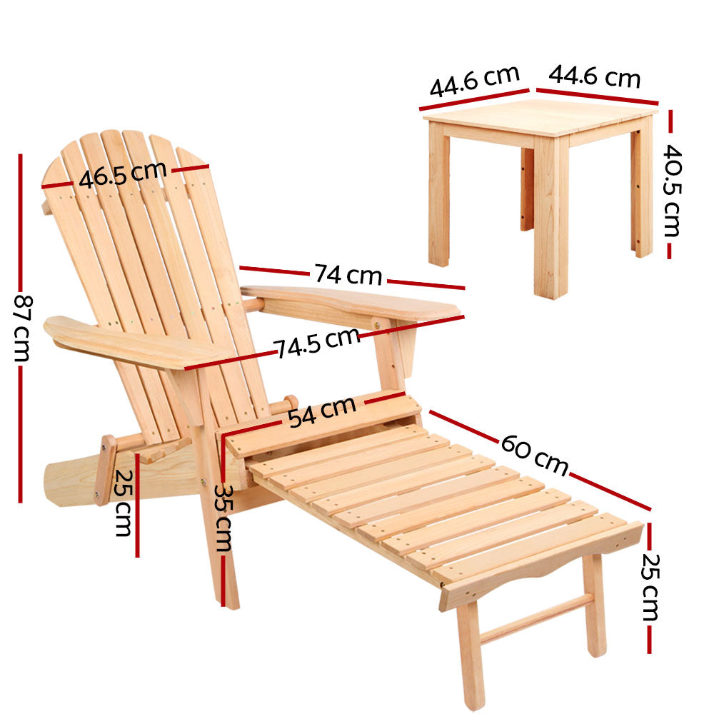 Haven Adirondack Outdoor Set – Natural – 4 Piece