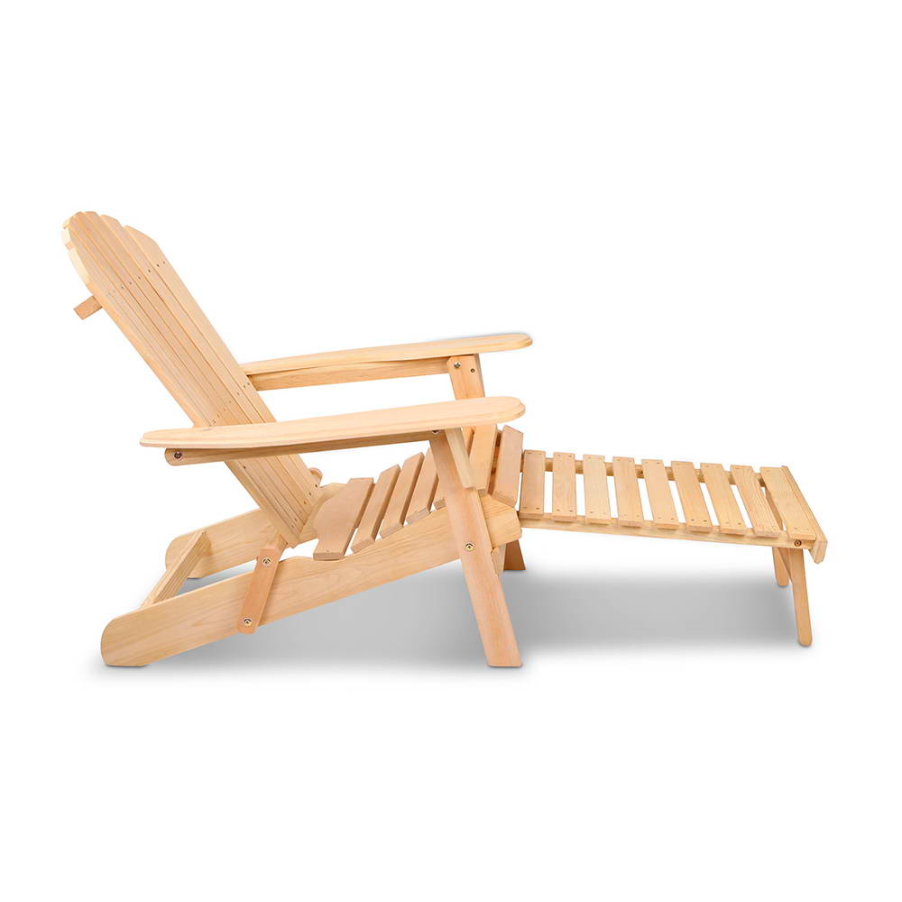 Bayshore Wooden Adirondack Sun Lounge – Natural – 87 cm