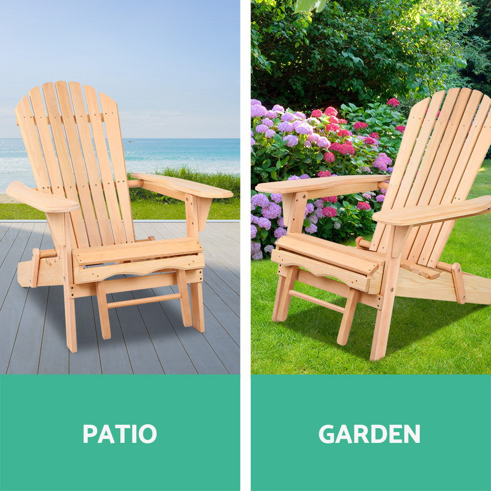 Bayshore Wooden Adirondack Sun Lounge – Natural – 87 cm