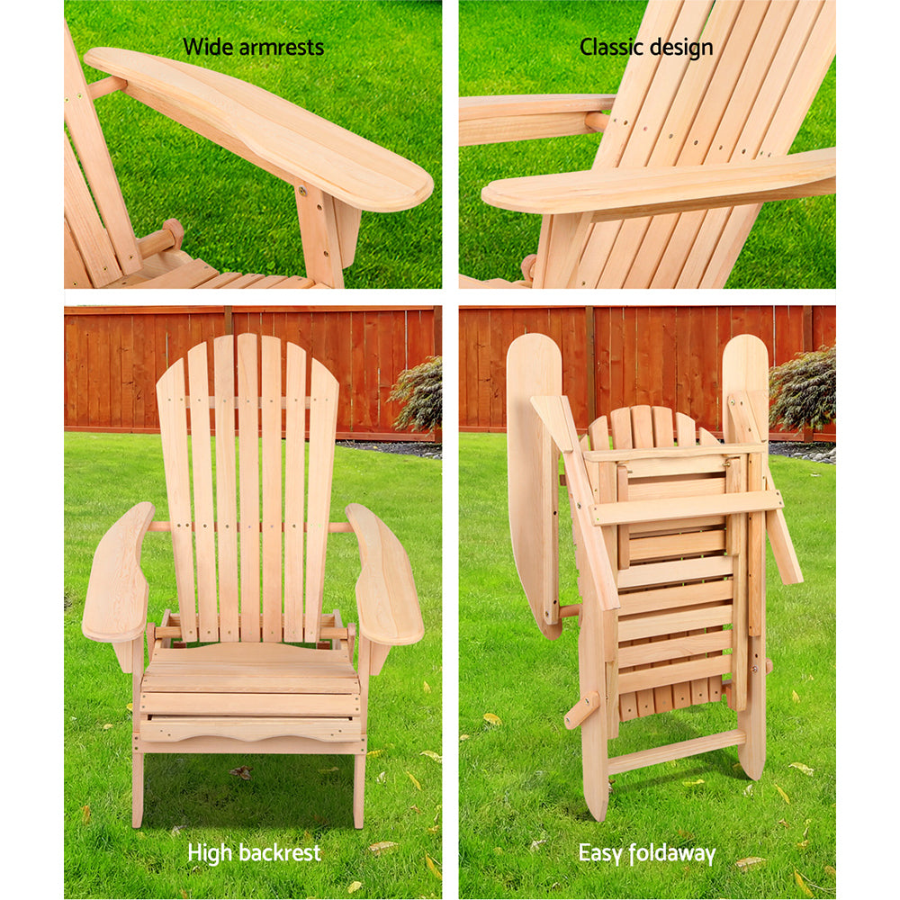 Nova Adirondack Outdoor Chairs – Natural – Set of 2