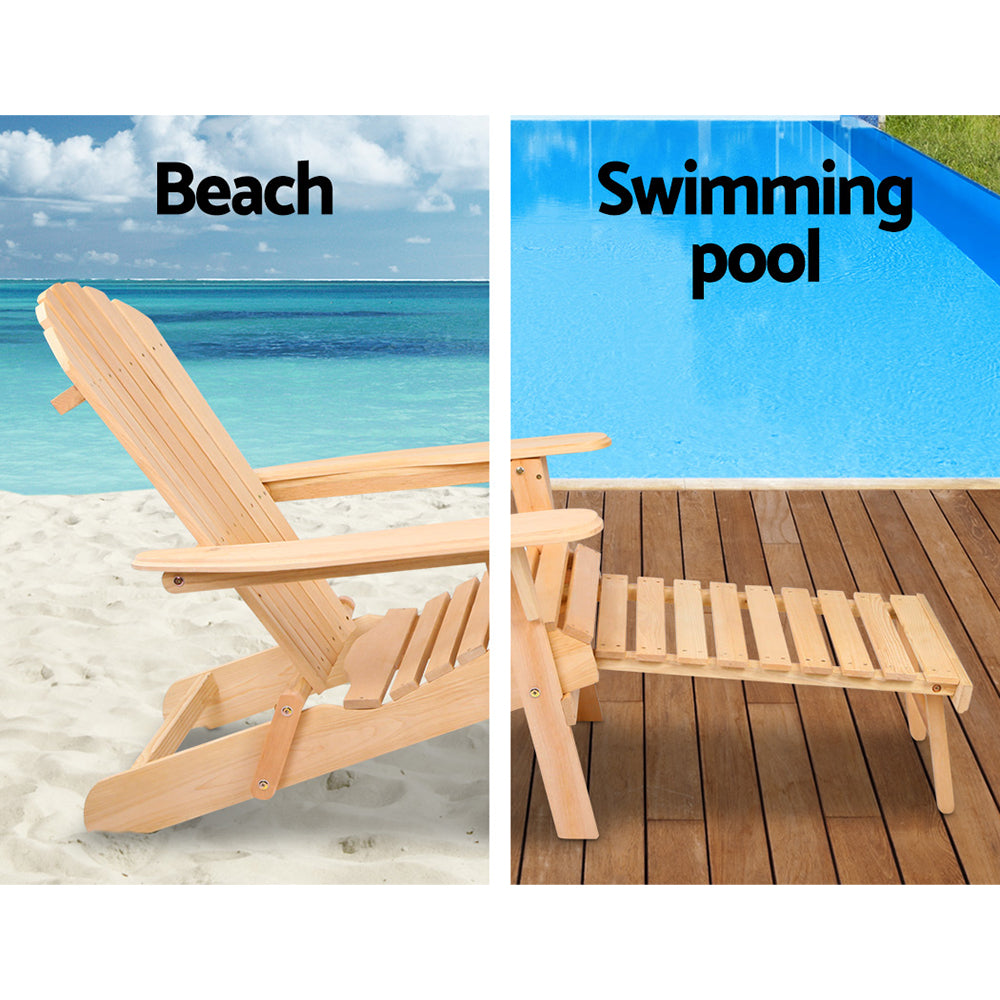 Nova Adirondack Outdoor Chairs – Natural – Set of 2