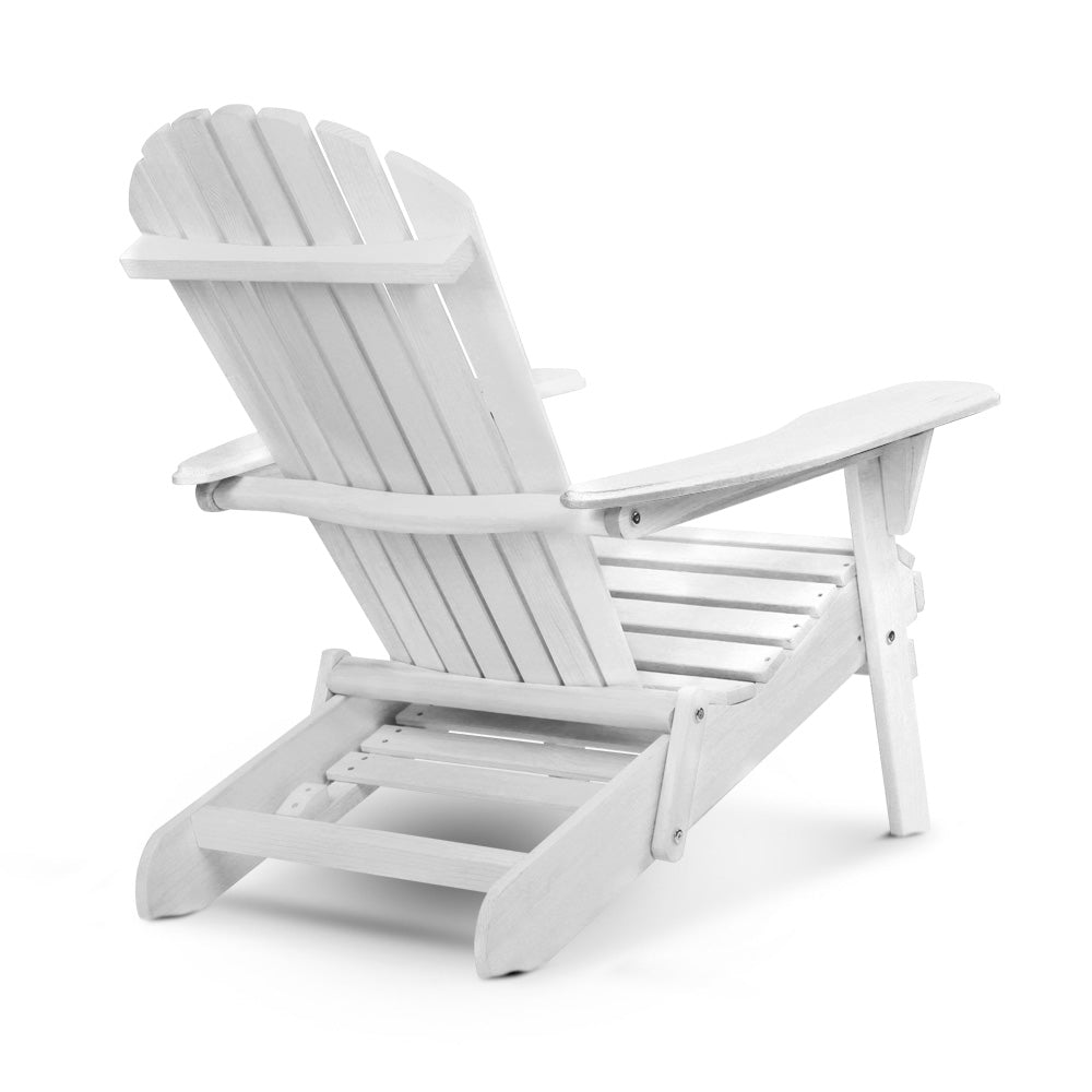 Marston Foldable Sun Lounge with Ottoman – White