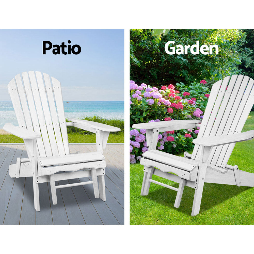 Marston Foldable Sun Lounge with Ottoman – White