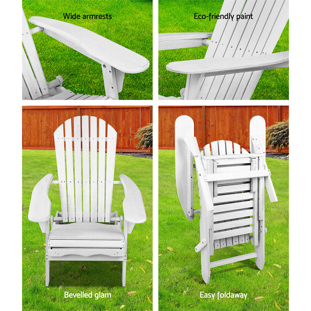 Marston Foldable Sun Lounge with Ottoman – White