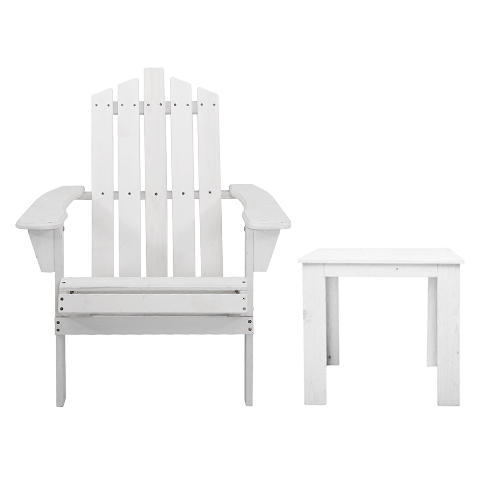 Serano Adirondack Chair Set with Side Table – White – Set of 3
