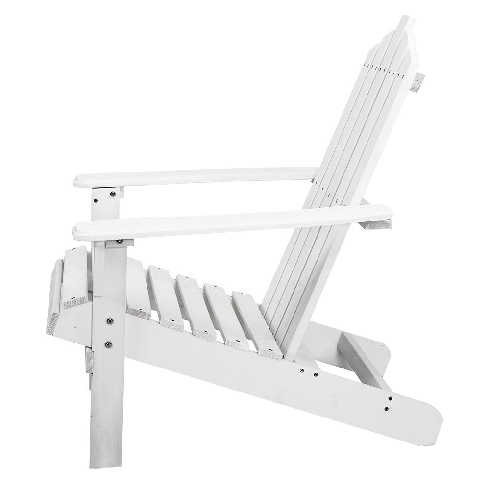 Serano Adirondack Chair Set with Side Table – White – Set of 3