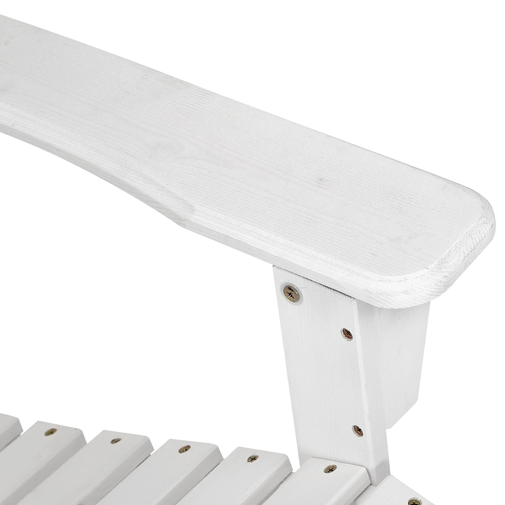 Serano Adirondack Chair Set with Side Table – White – Set of 3