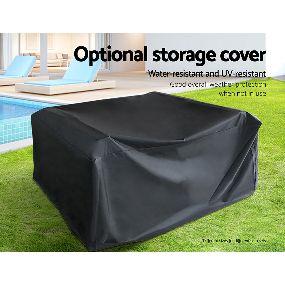 Bondi Outdoor Wicker Sofa Set – Black & Grey – 7 Piece