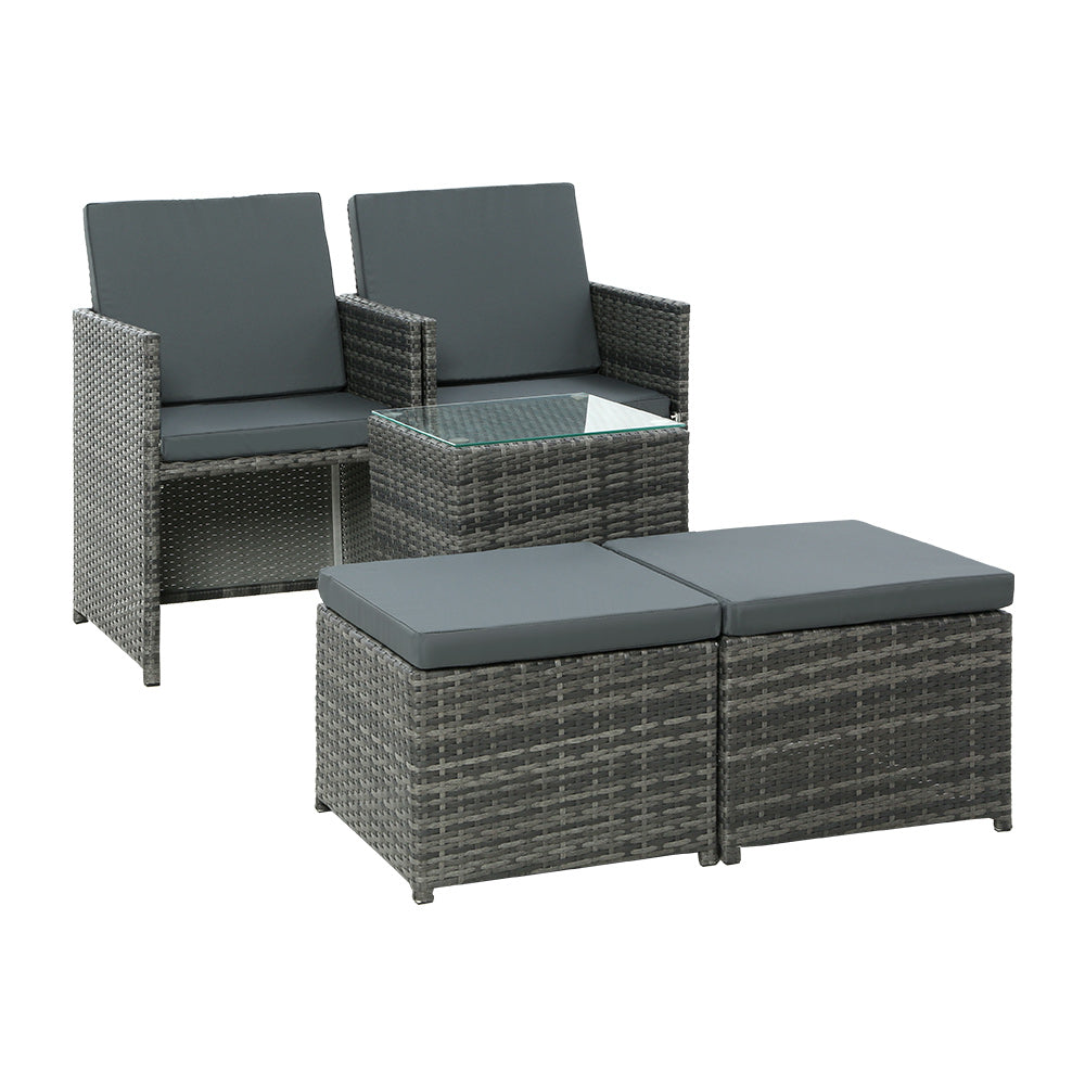 Rowan Wicker Bistro Set – Grey – 5 Piece