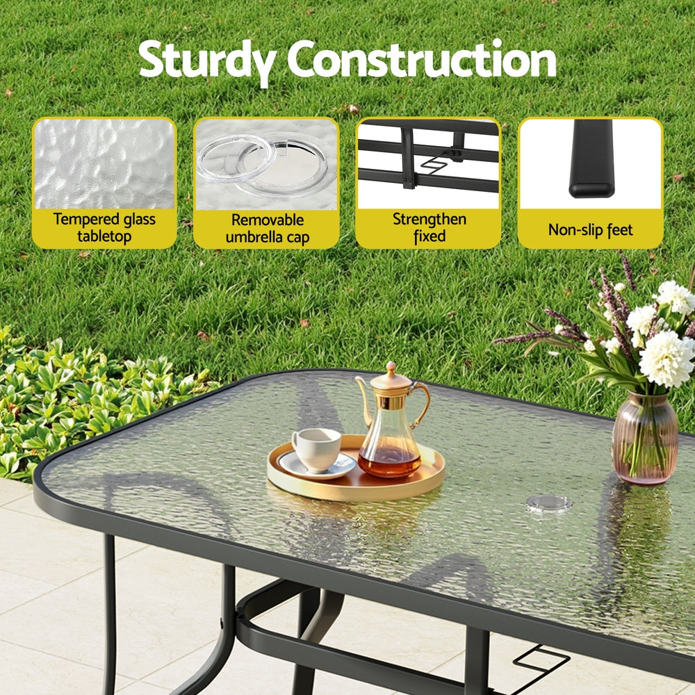 Linden Outdoor Dining Set – Grey & Black – 7 Piece