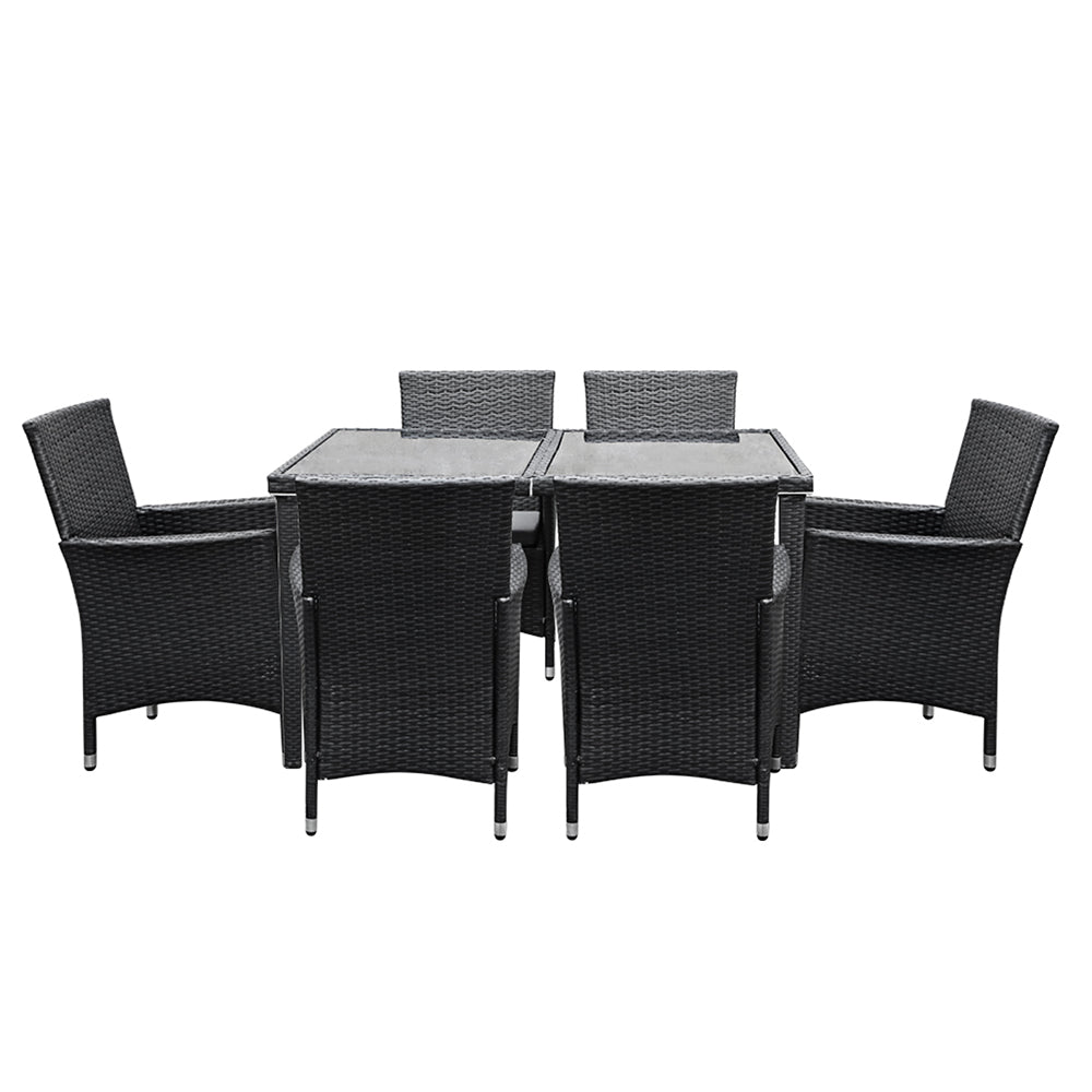 Alderon Outdoor Dining Set – Black – 7 Piece